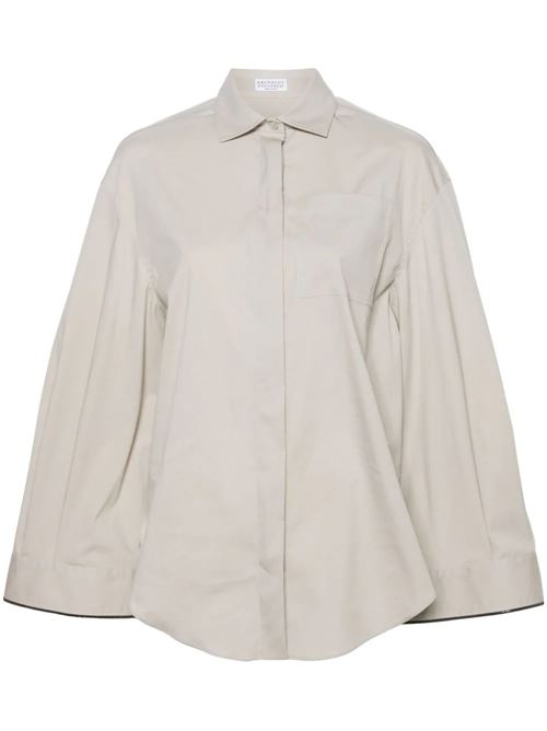 Shirt with Shiny Cuff Details Brunello Cucinelli | M0091MK956C7498